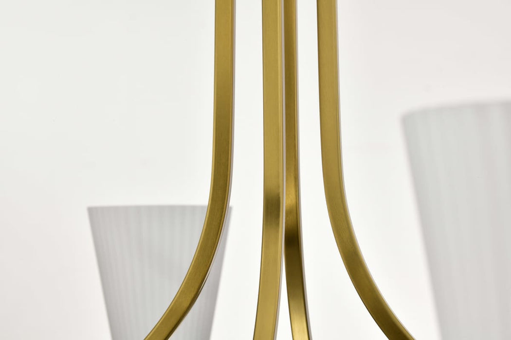 Chandelier Nuvo 60-8729 Royale - 8 Light Chandelier - Burnished Brass Finish - Ribbed White Glass Nuvo