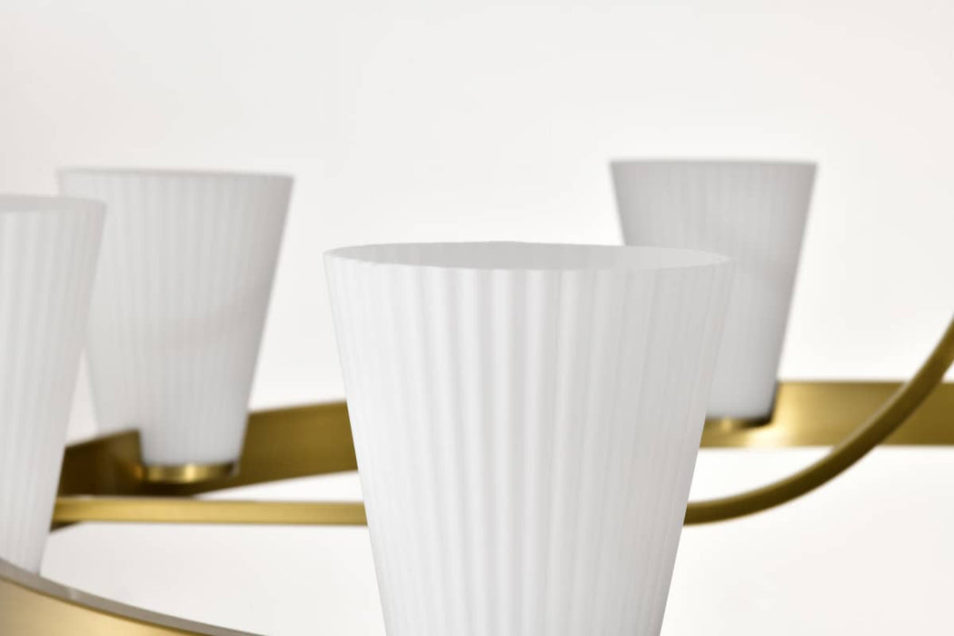 Chandelier Nuvo 60-8729 Royale - 8 Light Chandelier - Burnished Brass Finish - Ribbed White Glass Nuvo