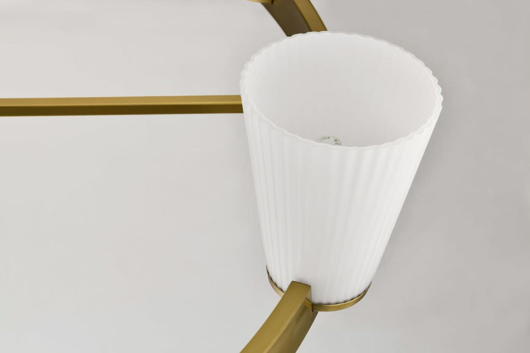 Chandelier Nuvo 60-8729 Royale - 8 Light Chandelier - Burnished Brass Finish - Ribbed White Glass Nuvo