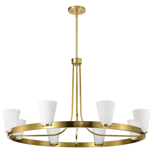 Chandelier Nuvo 60-8729 Royale - 8 Light Chandelier - Burnished Brass Finish - Ribbed White Glass Nuvo