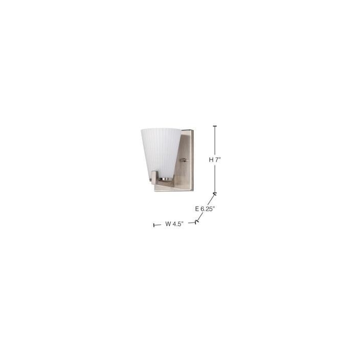 Vanity Nuvo 60-8731 Royale - 1 Light Vanity - Brushed Nickel Finish - Ribbed White Glass Nuvo
