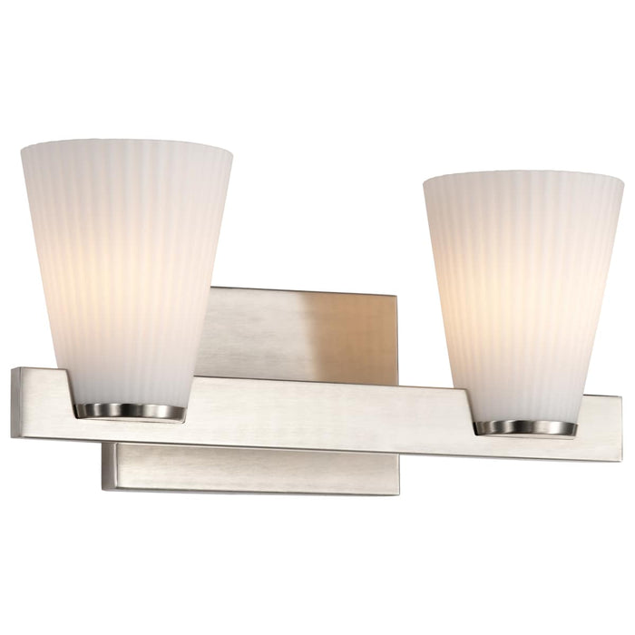 Vanity Nuvo 60-8732 Royale - 2 Light Vanity - Brushed Nickel Finish - Ribbed White Glass Nuvo