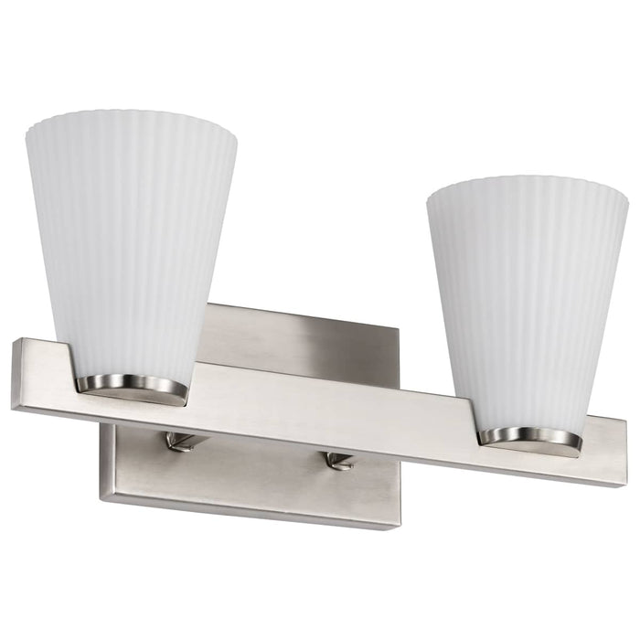 Vanity Nuvo 60-8732 Royale - 2 Light Vanity - Brushed Nickel Finish - Ribbed White Glass Nuvo