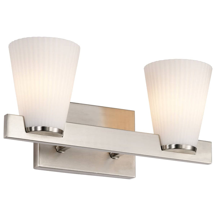 Vanity Nuvo 60-8732 Royale - 2 Light Vanity - Brushed Nickel Finish - Ribbed White Glass Nuvo