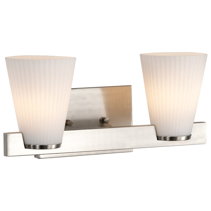 Vanity Nuvo 60-8732 Royale - 2 Light Vanity - Brushed Nickel Finish - Ribbed White Glass Nuvo