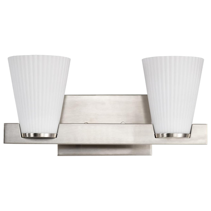 Vanity Nuvo 60-8732 Royale - 2 Light Vanity - Brushed Nickel Finish - Ribbed White Glass Nuvo