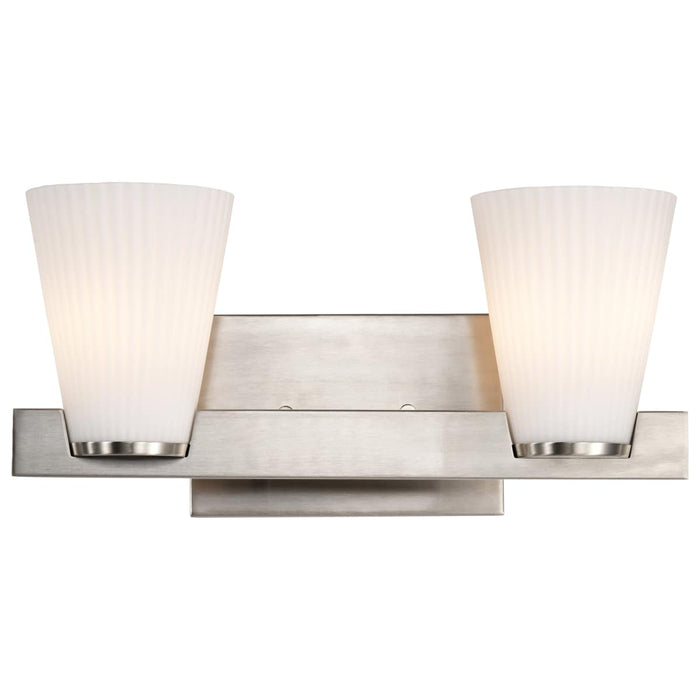 Vanity Nuvo 60-8732 Royale - 2 Light Vanity - Brushed Nickel Finish - Ribbed White Glass Nuvo