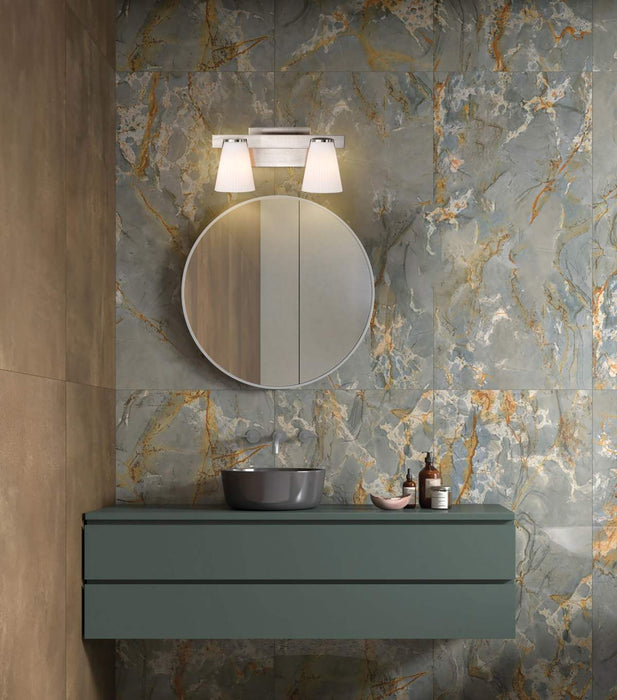 Vanity Nuvo 60-8732 Royale - 2 Light Vanity - Brushed Nickel Finish - Ribbed White Glass Nuvo