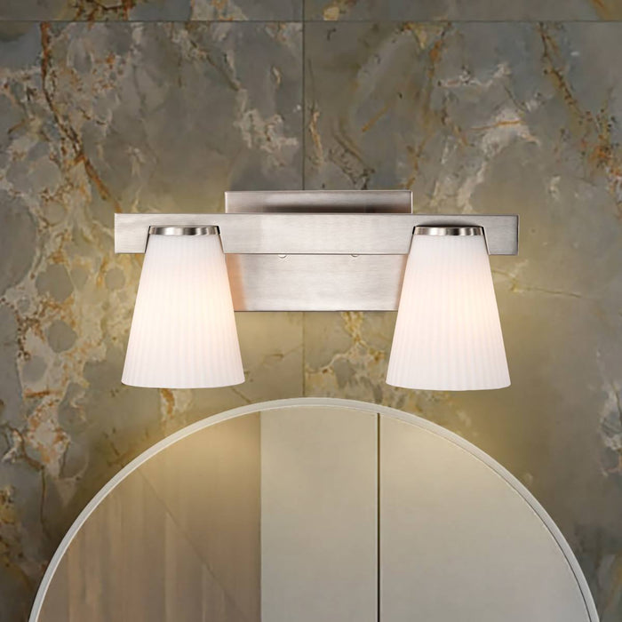 Vanity Nuvo 60-8732 Royale - 2 Light Vanity - Brushed Nickel Finish - Ribbed White Glass Nuvo