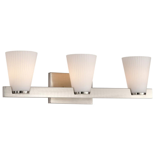 Vanity Nuvo 60-8733 Royale - 3 Light Vanity - Brushed Nickel Finish - Ribbed White Glass Nuvo