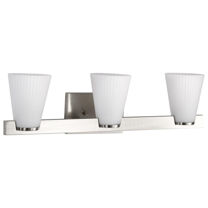 Vanity Nuvo 60-8733 Royale - 3 Light Vanity - Brushed Nickel Finish - Ribbed White Glass Nuvo