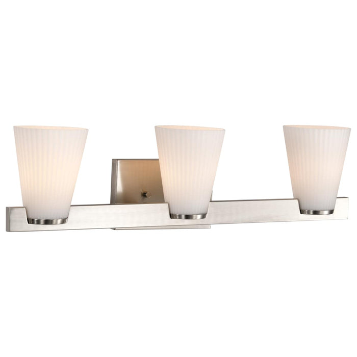 Vanity Nuvo 60-8733 Royale - 3 Light Vanity - Brushed Nickel Finish - Ribbed White Glass Nuvo