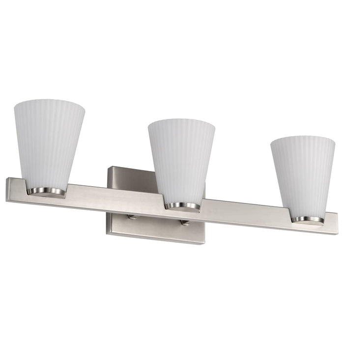 Vanity Nuvo 60-8733 Royale - 3 Light Vanity - Brushed Nickel Finish - Ribbed White Glass Nuvo