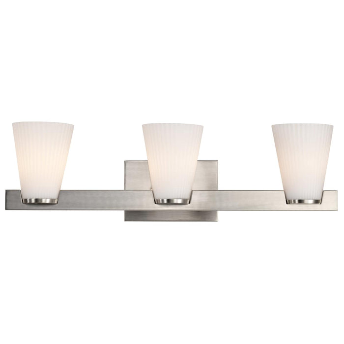 Vanity Nuvo 60-8733 Royale - 3 Light Vanity - Brushed Nickel Finish - Ribbed White Glass Nuvo