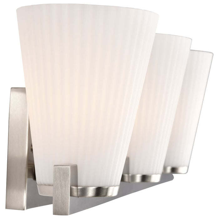 Vanity Nuvo 60-8733 Royale - 3 Light Vanity - Brushed Nickel Finish - Ribbed White Glass Nuvo