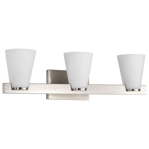Vanity Nuvo 60-8733 Royale - 3 Light Vanity - Brushed Nickel Finish - Ribbed White Glass Nuvo