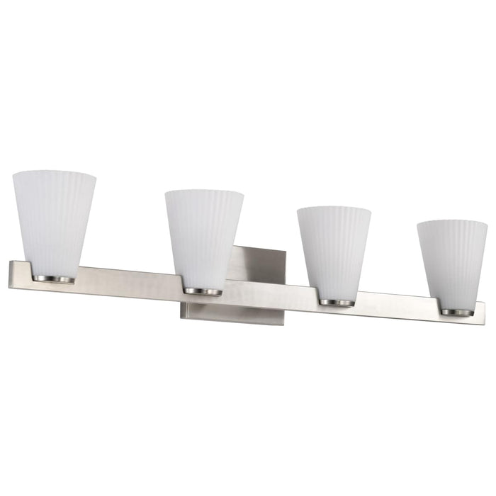 Vanity Nuvo 60-8734 Royale - 4 Light Vanity - Brushed Nickel Finish - Ribbed White Glass Nuvo