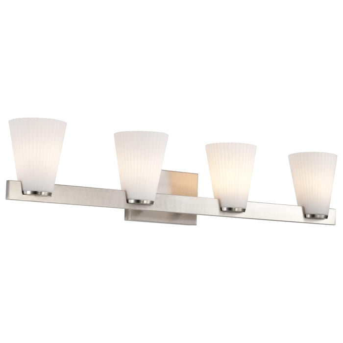 Vanity Nuvo 60-8734 Royale - 4 Light Vanity - Brushed Nickel Finish - Ribbed White Glass Nuvo