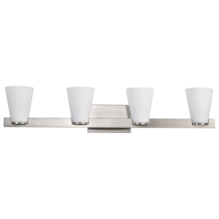 Vanity Nuvo 60-8734 Royale - 4 Light Vanity - Brushed Nickel Finish - Ribbed White Glass Nuvo
