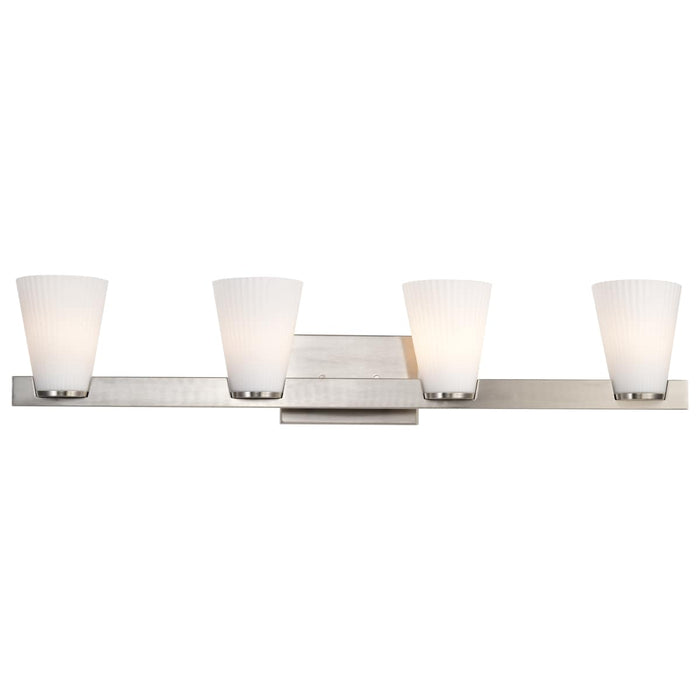 Vanity Nuvo 60-8734 Royale - 4 Light Vanity - Brushed Nickel Finish - Ribbed White Glass Nuvo