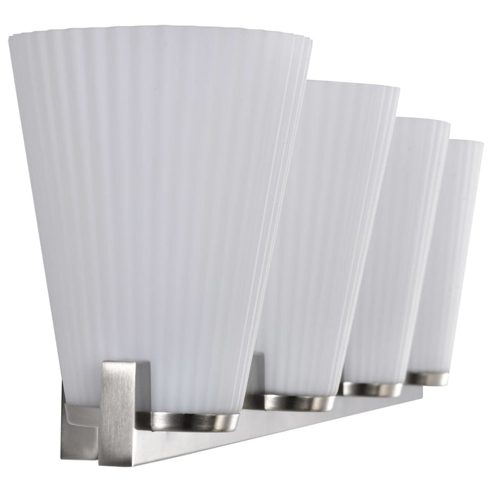Vanity Nuvo 60-8734 Royale - 4 Light Vanity - Brushed Nickel Finish - Ribbed White Glass Nuvo