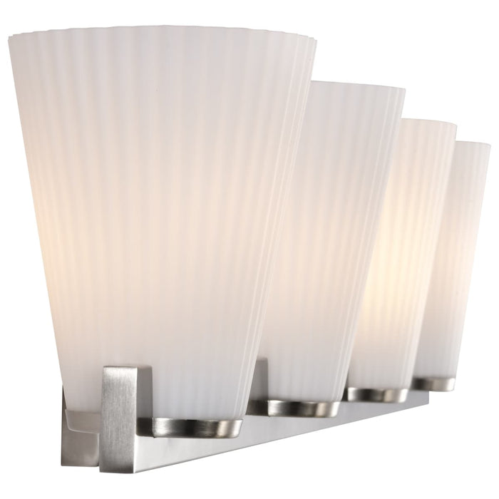 Vanity Nuvo 60-8734 Royale - 4 Light Vanity - Brushed Nickel Finish - Ribbed White Glass Nuvo