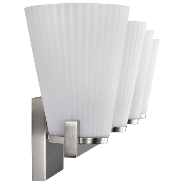 Vanity Nuvo 60-8734 Royale - 4 Light Vanity - Brushed Nickel Finish - Ribbed White Glass Nuvo