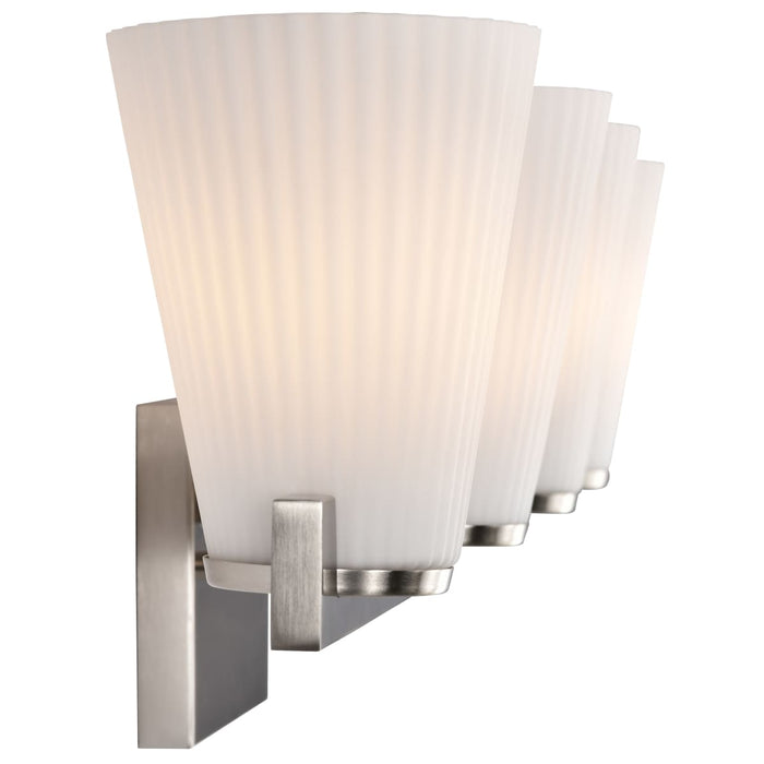 Vanity Nuvo 60-8734 Royale - 4 Light Vanity - Brushed Nickel Finish - Ribbed White Glass Nuvo