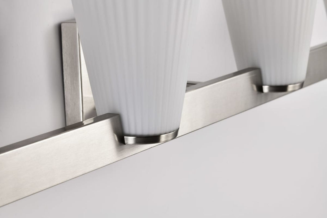 Vanity Nuvo 60-8734 Royale - 4 Light Vanity - Brushed Nickel Finish - Ribbed White Glass Nuvo