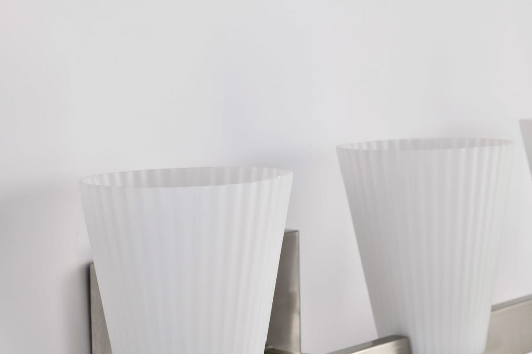 Vanity Nuvo 60-8734 Royale - 4 Light Vanity - Brushed Nickel Finish - Ribbed White Glass Nuvo