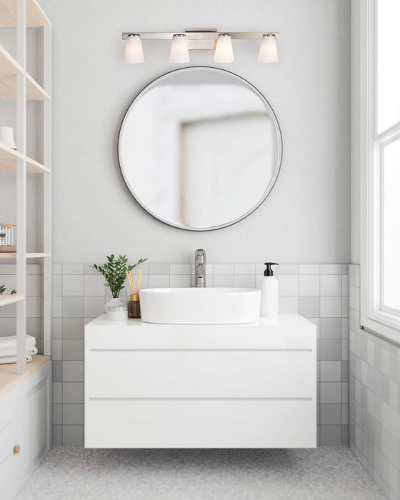 Vanity Nuvo 60-8734 Royale - 4 Light Vanity - Brushed Nickel Finish - Ribbed White Glass Nuvo