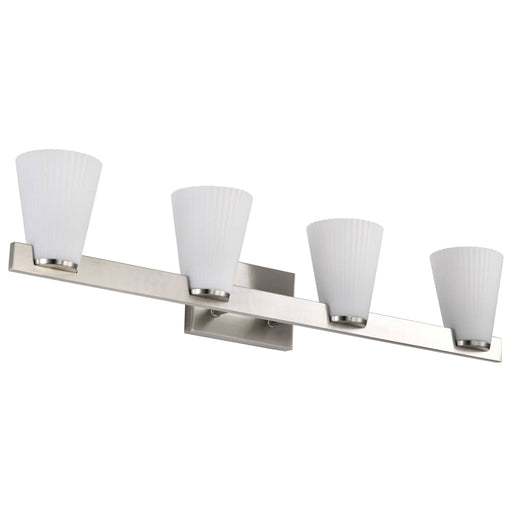 Vanity Nuvo 60-8734 Royale - 4 Light Vanity - Brushed Nickel Finish - Ribbed White Glass Nuvo