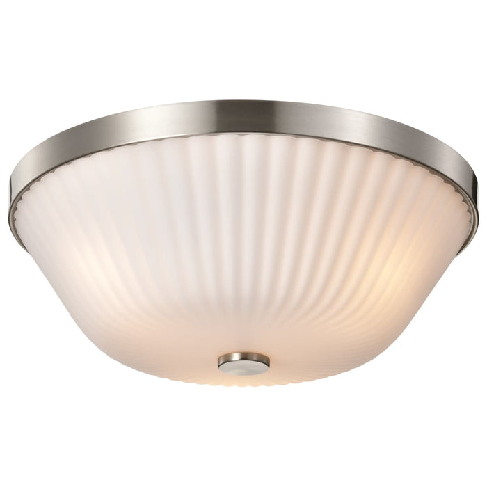 Flush Mount Nuvo 60-8735 Royale - 3 Light Flush Mount - Brushed Nickel Finish - Ribbed White Glass Nuvo