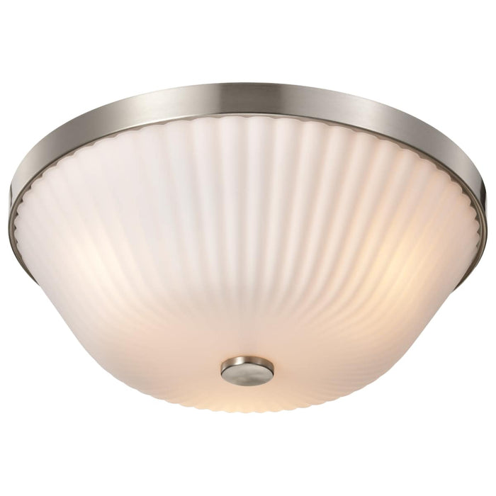 Flush Mount Nuvo 60-8735 Royale - 3 Light Flush Mount - Brushed Nickel Finish - Ribbed White Glass Nuvo