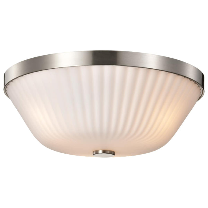 Flush Mount Nuvo 60-8735 Royale - 3 Light Flush Mount - Brushed Nickel Finish - Ribbed White Glass Nuvo