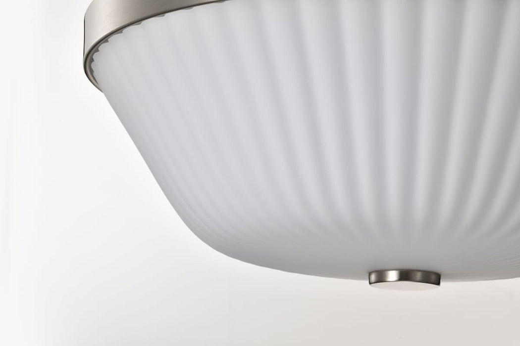 Flush Mount Nuvo 60-8735 Royale - 3 Light Flush Mount - Brushed Nickel Finish - Ribbed White Glass Nuvo