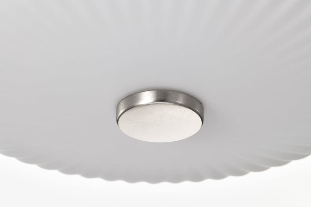 Flush Mount Nuvo 60-8735 Royale - 3 Light Flush Mount - Brushed Nickel Finish - Ribbed White Glass Nuvo