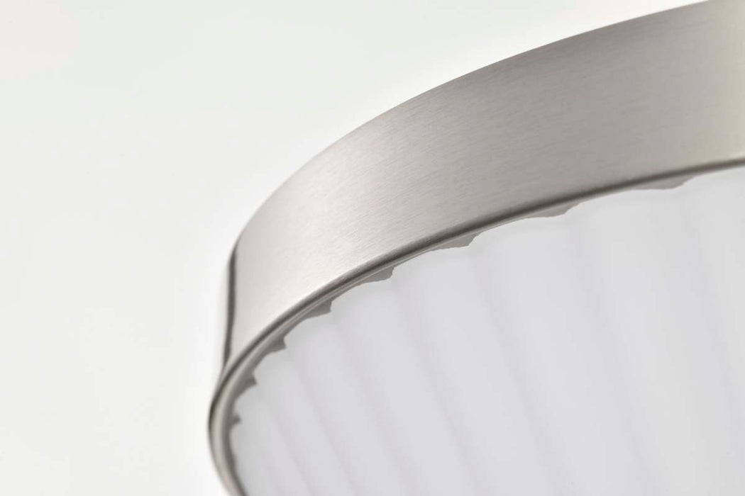 Flush Mount Nuvo 60-8735 Royale - 3 Light Flush Mount - Brushed Nickel Finish - Ribbed White Glass Nuvo