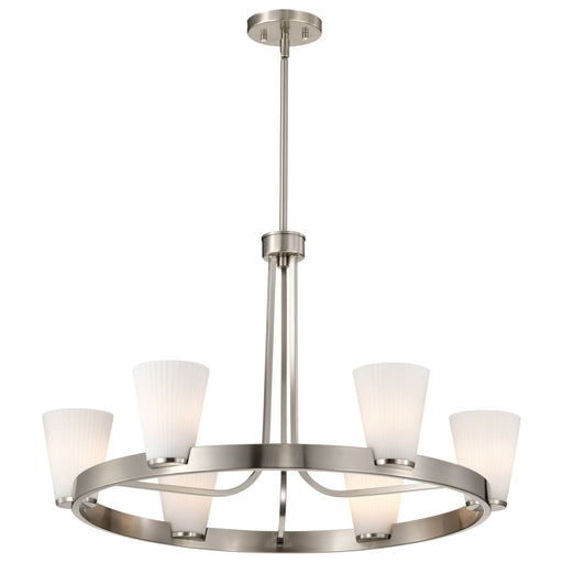 Chandelier Nuvo 60-8736 Royale - 6 Light Chandelier - Brushed Nickel Finish - Ribbed White Glass Nuvo