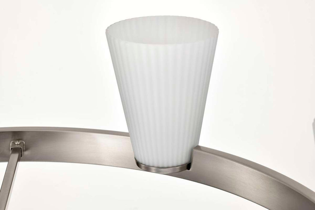 Chandelier Nuvo 60-8736 Royale - 6 Light Chandelier - Brushed Nickel Finish - Ribbed White Glass Nuvo