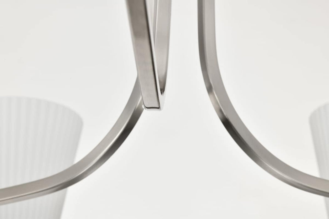 Chandelier Nuvo 60-8736 Royale - 6 Light Chandelier - Brushed Nickel Finish - Ribbed White Glass Nuvo