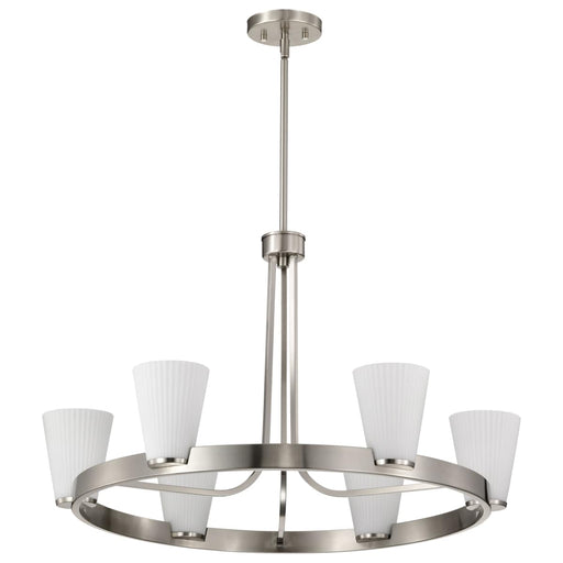 Chandelier Nuvo 60-8736 Royale - 6 Light Chandelier - Brushed Nickel Finish - Ribbed White Glass Nuvo