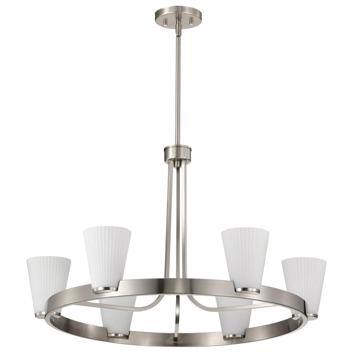 Chandelier Nuvo 60-8736 Royale - 6 Light Chandelier - Brushed Nickel Finish - Ribbed White Glass Nuvo