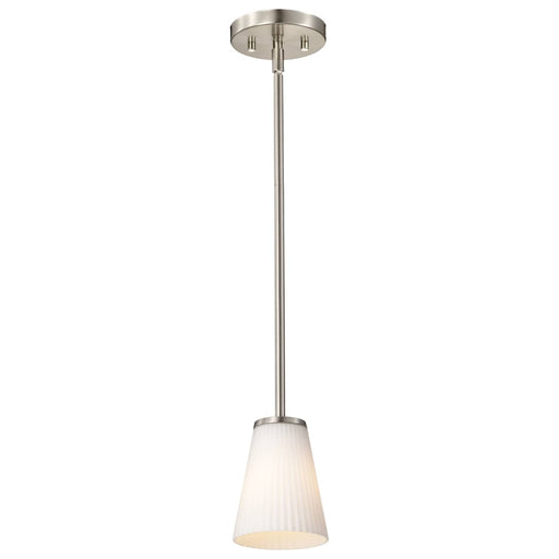 Mini Pendant Nuvo 60-8737 Royale - Mini Pendant - Brushed Nickel Finish - Ribbed White Glass Nuvo