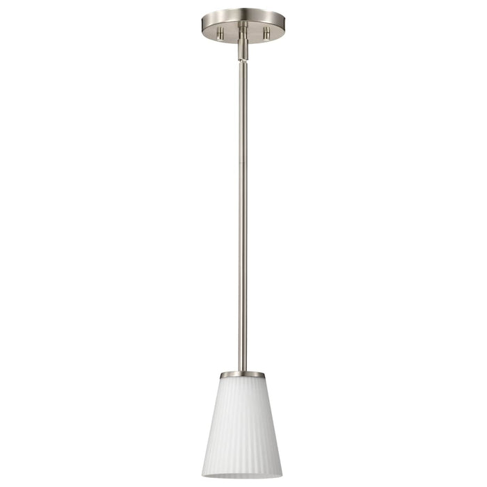 Mini Pendant Nuvo 60-8737 Royale - Mini Pendant - Brushed Nickel Finish - Ribbed White Glass Nuvo