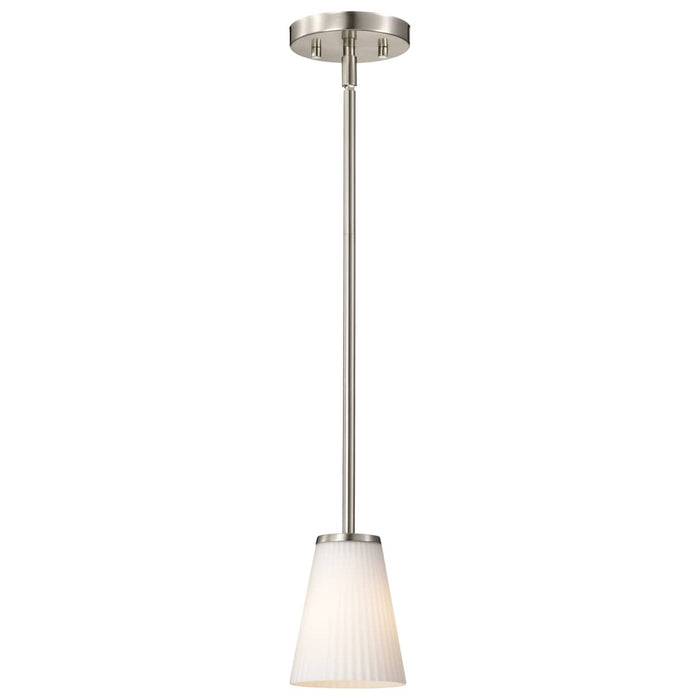Mini Pendant Nuvo 60-8737 Royale - Mini Pendant - Brushed Nickel Finish - Ribbed White Glass Nuvo
