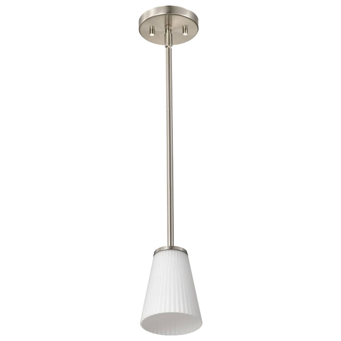 Mini Pendant Nuvo 60-8737 Royale - Mini Pendant - Brushed Nickel Finish - Ribbed White Glass Nuvo