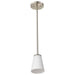 Mini Pendant Nuvo 60-8737 Royale - Mini Pendant - Brushed Nickel Finish - Ribbed White Glass Nuvo
