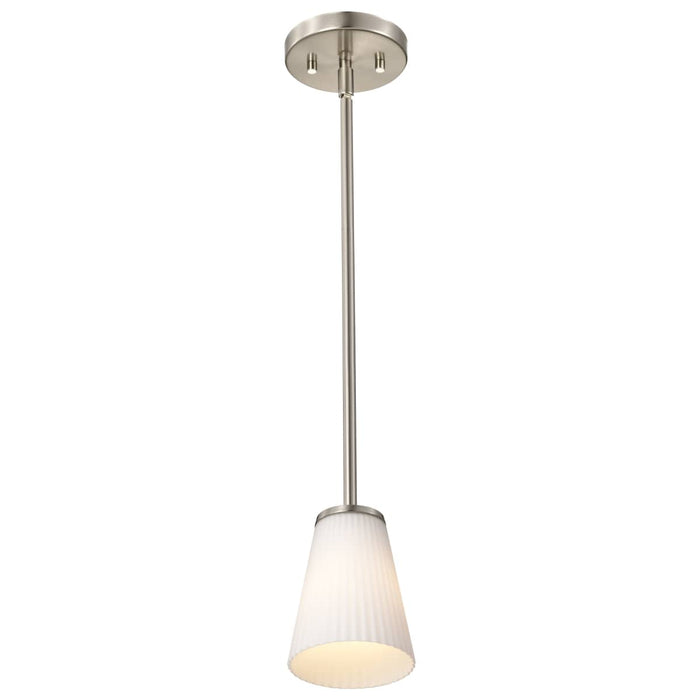 Mini Pendant Nuvo 60-8737 Royale - Mini Pendant - Brushed Nickel Finish - Ribbed White Glass Nuvo