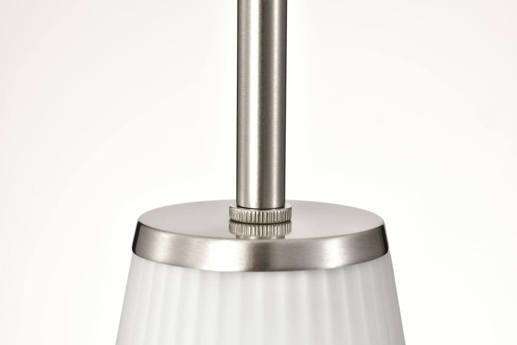 Mini Pendant Nuvo 60-8737 Royale - Mini Pendant - Brushed Nickel Finish - Ribbed White Glass Nuvo